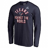 Men's Texans Navy 2018 NFL Playoffs Against The World Long Sleeve T-Shirt,baseball caps,new era cap wholesale,wholesale hats